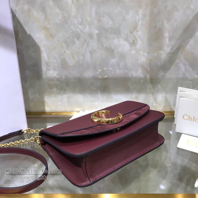 Chloe女包 克洛伊經典C鏈麂皮拼牛皮單肩包 Chole肩背斜挎包  jjh1363